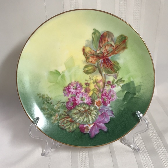 Antique LRL Limoges France plate Handpainted signed Lanoy marked - Picture 4 of 12